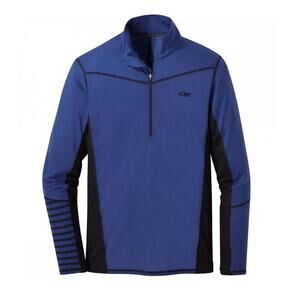 OUTDOOR RESEARCH Mens Wool Blend 1/4 Zip Performance Base Layer Blue Black Large